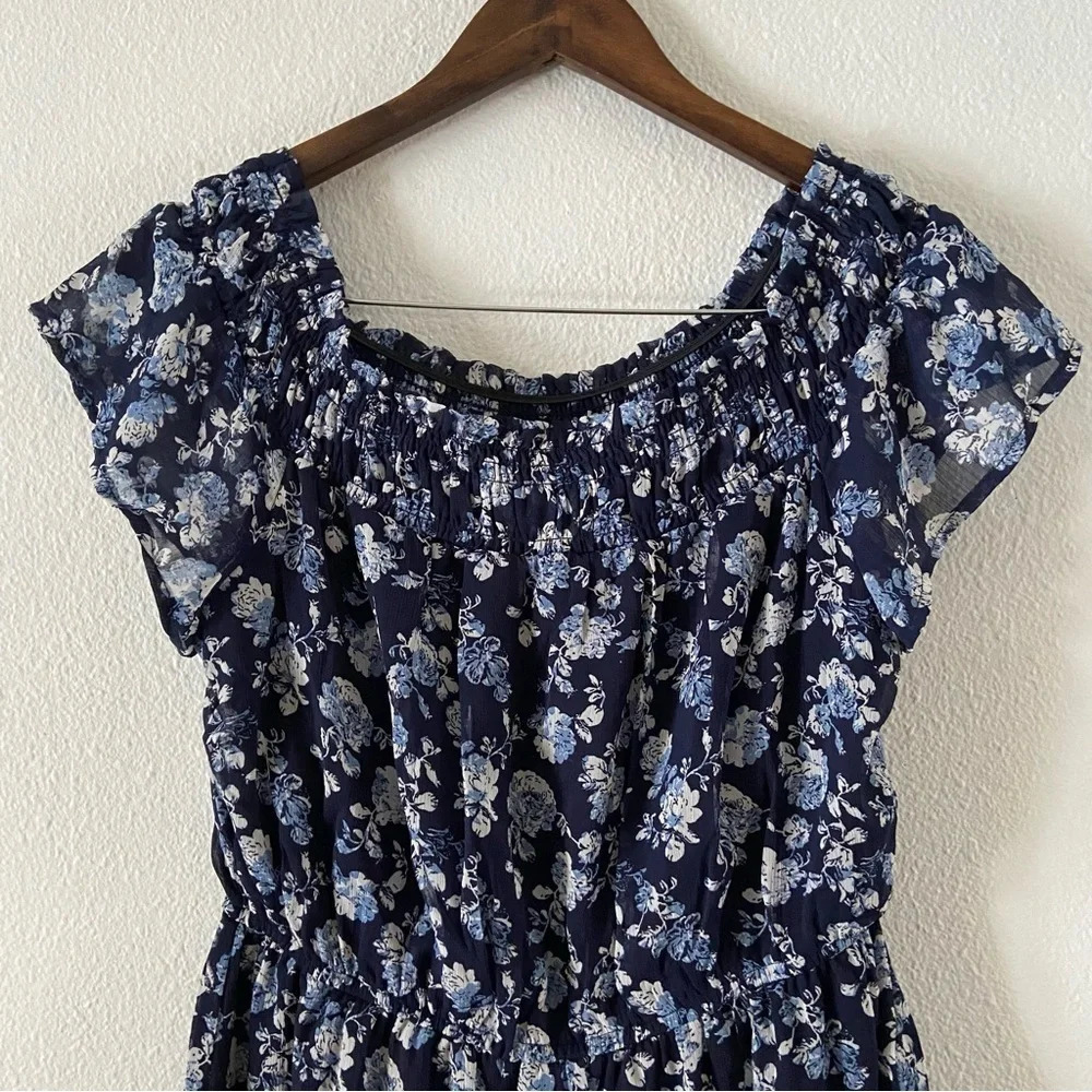Jodey Floral Off the Shoulder Smocked Romper Large Boho Chic - Picture 3 of 15